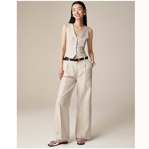 NWT J. Crew Wide-leg essential pant in linen - Picture 1 of 8